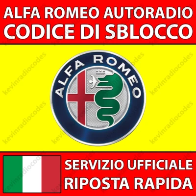✅ALFA ROMEO RADIO CODICE DI SBLOCCO 147 156 159 164 4C BRERA GIULIETTA GT GTV✅ - Immagine 1 di 4