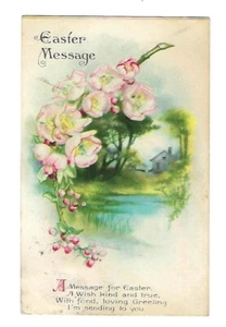 Tarjeta postal de Pascua de 1923 Singed Clapsaddle Wolf #5 rosas rosadas - Imagen 1 de 2