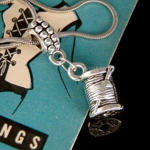 ~Tiny Sewing Thread Reel Needle~ Necklace Seamstress Jewelry Quilter Tailor Gift - Picture 1 of 8