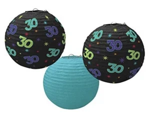 AMSCAN Pack of 3 30th Birthday Paper Lanterns. BUY ONE GET THE OTHER ONE FREEE ! - Picture 1 of 2