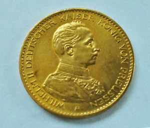 1914 A Prussia 20 Marks Gold Wilhelm II, German State KM# 537
