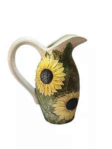Vaso brocca girasole ceramica Arners vintage 1994 decorazione casetta calve 9 pollici - Foto 1 di 8