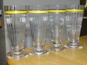 DAUM 4 FLUTES CHAMPAGNE CRISTAL SOUFFLE BOUCHE COTES VENITIENNES BANDES EMAILLER - Imagen 1 de 8