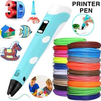 3D Printing Pen Set Doodle Printer Drawing 12 Colours PLA Filament Gift For Kids