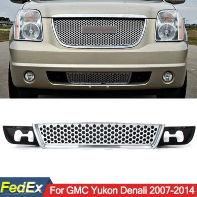 Chrome Round Hole Mesh Front Lower Bumper Grille Fits GMC Yukon Denali 2007-2014 - Image 1 of 4