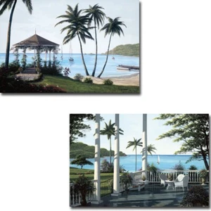 Carribean Dreams & Comfort 2-pc Canvas Giclee Art Set (16 in x 24 in each) - Picture 1 of 1