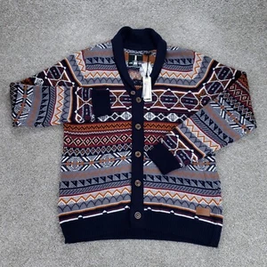 Buffalo Sweater Mens XXL Multicolor Aztec Print Shawl Collar Button Up Cardigan - Picture 1 of 14