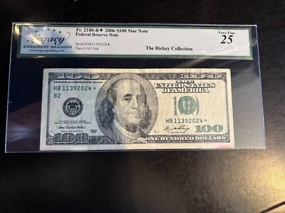 DBR 2006 $100 FRN New York STAR Fr. 2180-B* Legacy 25 Serial HB11392024* - Image 1 of 2