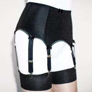 Lady Fashion Garter Belt High Waist Elastic Nylon Suspender 6 Metal Buckle Strap - Picture 1 of 9