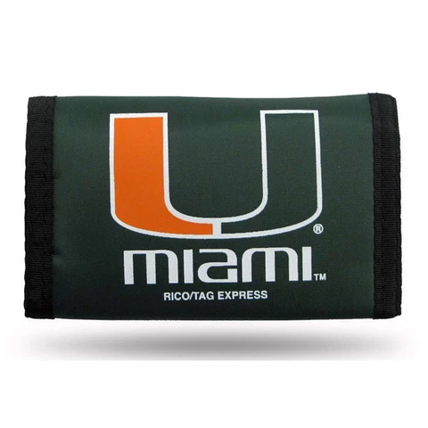 Miami Hurricanes Nylon Tri-Fold Wallet Cover