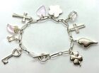 Lovely Sterling Silver T-bar Charm Bracelet with 10 Charms  - 22.4 grams