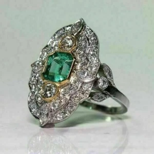 Anillo estilo vintage de dos tonos pastilla cena anillo eduardiano cóctel fiesta anillo - Imagen 1 de 8
