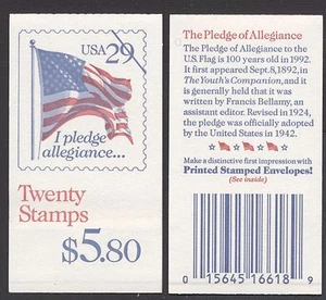 STATI UNITI - Libretto - 1992 - Copertina bianca "Bandiera" - Libretto da $ 5,80 - Picture 1 of 1