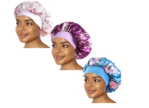 Large Size Wide Band Satin Bonnet Solid Color Sleeping cap 4,3,2 pieces - Picture 1 of 32