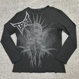 Tapout Shirt Mens Large Black Long Sleeve Thermal Vintage Y2K MMA Skull - Picture 1 of 9