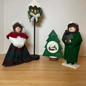 Vintage handgefertigte Weihnachtslieder aus Holz, Baum und Laternenmast Volkskunst - Bild 1 von 11