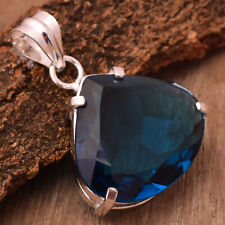 Royal Blue Tourmaline Gemstone 925 Sterling Silver Handmade Pendant 1.5"