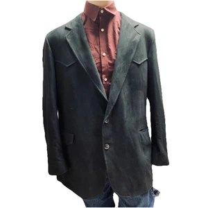 Vintage Guy Garrett Western Classic Yoke Blazer 44R Suede Black Sports Coat - Picture 1 of 17