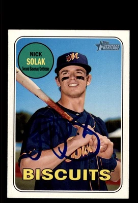 Signed Baseball Card Auto Nick Solak 2018 Topps Heritage Minor League #66 - Image 1 of 2