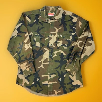 Camisa camuflada bordada Winchester Duck de colección para hombre grande pátina descolorida ropa de trabajo Foto 1 de 4