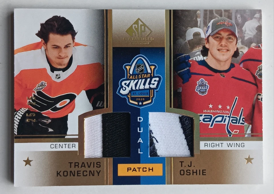 2020-21 SP Game Used All-Star Skills Dual Patch Konecny / Oshie /25 Flyers Caps - Image 1 of 2