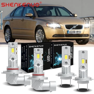 4 件 LED 组合 9005 高光束 + H7 低光束 LED 适用于沃尔沃 S40 V50 2004-2012 — 第 1/4 张图片