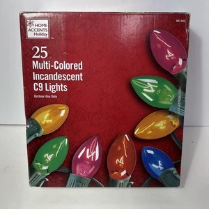 25 Bulbs C9 Multi-Colored Incandescent Christmas String Lights Green Wire 24 Ft - Picture 1 of 3