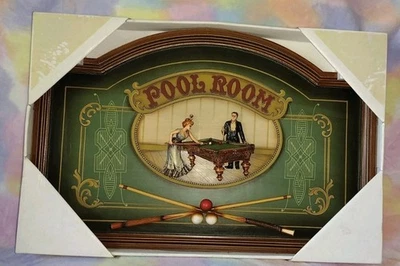 Placa de madera colgante de pared para sala de piscina 26,5" x 17,5" - Sala de billar / Sala de billar Foto 1 de 4