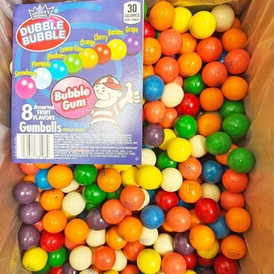 SNACK CRACKLE SHOP Dubble Bubble 1 inch Gumballs, Gumball Machine Refill, Bulk Sizes