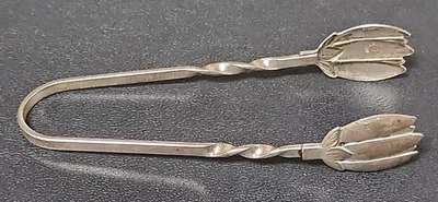 Винтажные щипцы для сахара или льда в стиле ар-деко 1930-е из чистого серебра тюльпан «R» Carson Pirie - Изображение 1 из 4