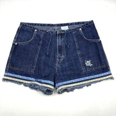 Corto de mezclilla tropical vintage años 90 Jordache tiro medio dobladillo crudo lazo cintura 13/14 32x3" Foto 1 de 4