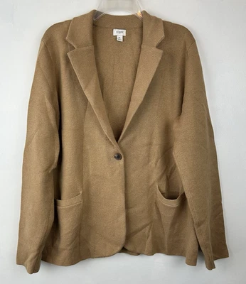 Blazer J Crew Mujer XL Tejido Un Botón Informal Beige Oficina Suéter Chaqueta Foto 1 de 4