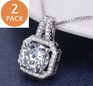 2x Choker Chunky Crystal Bib Fashion Charm Necklace Pendant Chain Statement - Picture 1 of 7