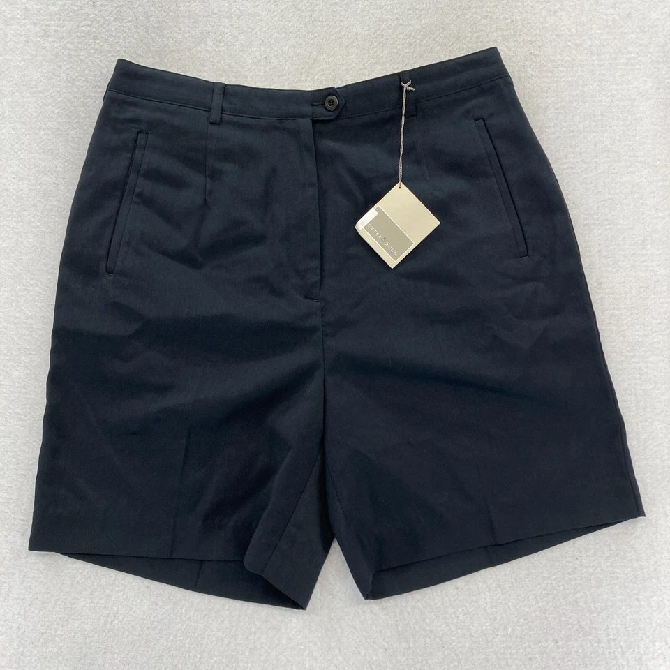 Cutter & Buck LDS Academy Shorts Women's 12 Black Pleated Chino Golf Outdoors - Image 1 of 4