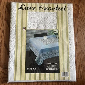 Rectangular White Vinyl Lace Table Cover 54 in X 72 in. New - Picture 1 of 5