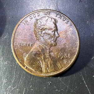 1988 D Lincoln Cent Wide "AM" RARE FG Transitional Error/ Red Brown Nice - Picture 1 of 12