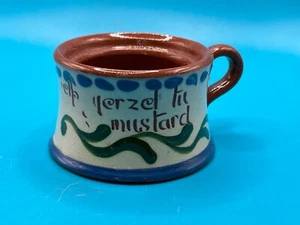 Torquay Pottery Mustard Pot Mottoware Scandy ” ELP YERZELF TU MUSTARD” no lid - Picture 1 of 7