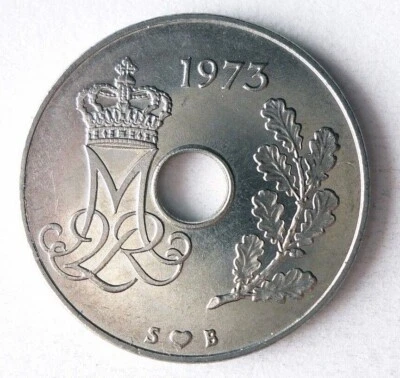 1973 DENMARK 25 ORE - AU/UNC - Great Coin - Free Ship - Bin #179 - Image 1 of 2