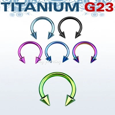 Anillo de tabique de barra circular de herradura con extremo de espiga de titanio 14G G23 Foto 1 de 2