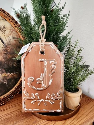 NEW Ashland Wall Decor Rustic Bronze Copper J Initial Plaque Hanging 7"x12" - Image 1 of 2