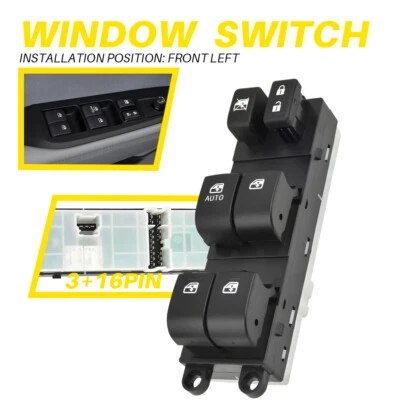 Interruptor de control de ventana eléctrica maestro negro delantero izquierdo para Subaru Outback 2013-2017 Foto 1 de 4