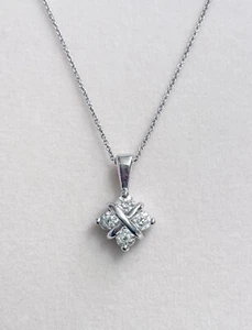 14k White Gold Diamond Pendant Necklace .52 Carat Diamonds with 14K Chain - Picture 1 of 9