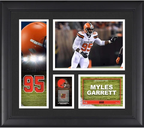 Myles Garrett Cleveland Browns Framed 15x17 Collage & Piece of G-U Ball Cover