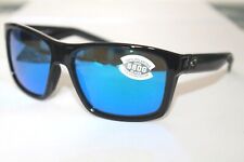 COSTA DEL MAR POLARIZED Sunglasses SLACK TIDE Shiny Black W/Blue Mirror 580G 