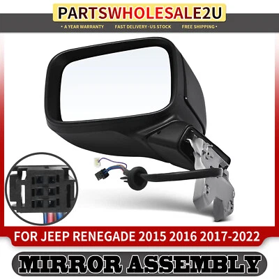 Espejo calentador eléctrico negro conductor con ajuste de potencia y señal de giro para Jeep Renegade Foto 1 de 4