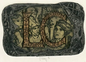 Hommage an Lucas Cranach Deutschland, Kunstdruck Radierung Exlibris von Pavel Hlavaty - Bild 1 von 3