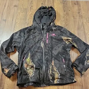 Mossy Oak Jacket Womens XL Black Full Zip Camouflage Hooded Soft Mesh Lined - Picture 1 of 8