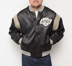 Men's RARE Vintage KINGS Los Angeles Chalk Line Bomber Jacket Size L NHL - Picture 1 of 13