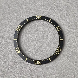 Bezel Insert Black SKX007 Ceramic / Khaki Fonts Sloped C3 Low PIP / Matte - Picture 1 of 1