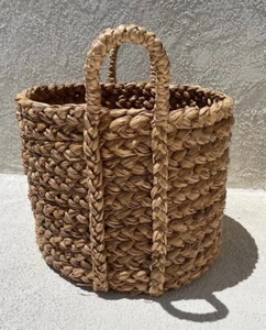 ABACA BASKET handwoven vintage large 12" high x 14" diameter excellent condition - Picture 1 of 3